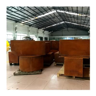 China Customized Large Modern Corten Steel Large Tree Metal Planter Outdoor Garden Pots Flower Pot for sale