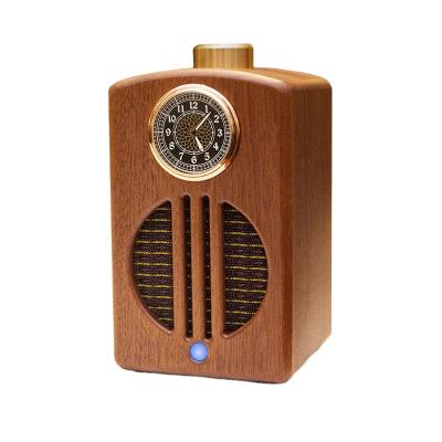 China 40W Wireless Retro Speaker Handmade Wooden Alarm Clock Speaker For Home Bedroom With TWS for sale