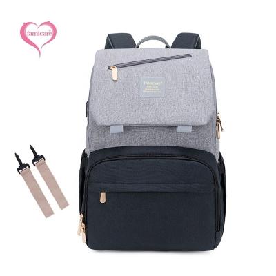 China With Popular Wholesale 2021 USB Diaper Bags Waterproof Maternity Baby USB Dads Handbag Moms Backpack Stroller Essential Bag New for sale