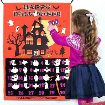 China Halloween Home Decoration Custom Felt Halloween Pumpkin Advent Calendar 2023 Wall Hanging Countdown Calendar Other Christmas Decoration for sale