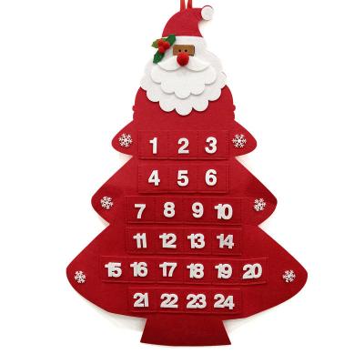 China Designed; Best Selling Felt Popular Hanging Home Decoration Santa Calendar Hanging Christmas Tree Decoration Countdown Wall Calendar for sale