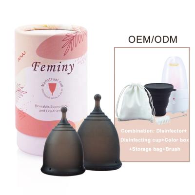 China High Quality Reusable Feminine Menstruation Cup Reusable Silicone Hygiene Black Menstrual Cup For Periods for sale