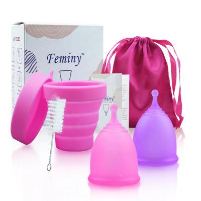 China Custom Logo Silicone Cup For Periods Reusable Menstrual Cup With Foldable Menstrual Cup Sterilizer for sale