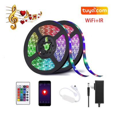 China Hotel LEDEAST 5m IP65 RGB Flexible Waterproof Amazon Alexa Google Home Tuya Wifi Music LED Strip Smart Strip Light for sale