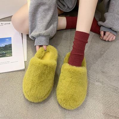 China Fashion Trend Winter and Autumn Muticolor Soft Comfortable Luxury Faux Fur Indoor Slippers for Women and Men for sale