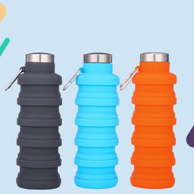 China Hot Selling Stocked Outdoor Sports Bottle Collapsible Collapsible Silicone Water Bottle With Custom Logo for sale