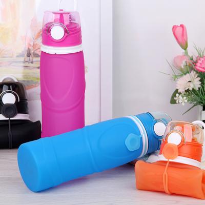 China Stocked 2021 Eco-Friendly Collapsible Reusable Collapsible Silicone Water Bottle Slicone Collapsible Water Bottles For Gift for sale