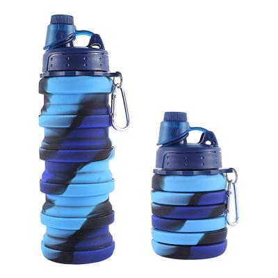 China Food Grade Silicone Stocked Collapsible Outdoor Sports Drink Bottle Custom Silicone Collapsible Water Bottle In Multi Color for sale