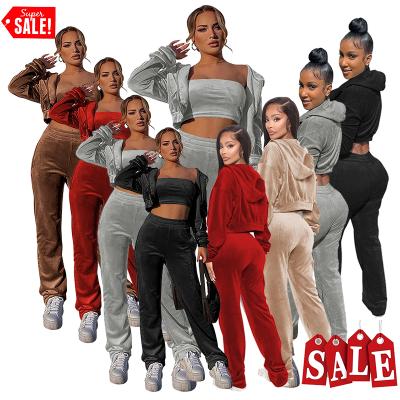 China CH84 Velvet Women's Anti-pilling Suits Tracksuits Sets Two Piece Pants For Women Sweatsuit Set Tracksuit Sweat Suit for sale