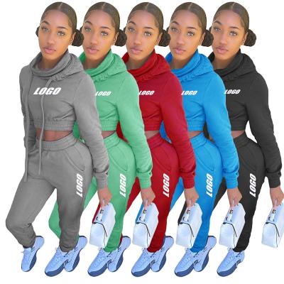 China C206-2 fall anti-pilling women's clothing 2021 crop hoodies woman sweat joggers two-piece pants women sweatsuit set tracksuit winter clothes for sale