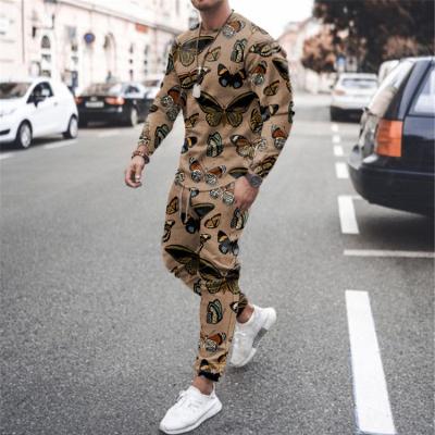 China Breathable C26-2 Printed Fall 2021 Sport 2 Piece Suit Mens Track Pants Jogger Pants And Hoodie Jogging Set for sale