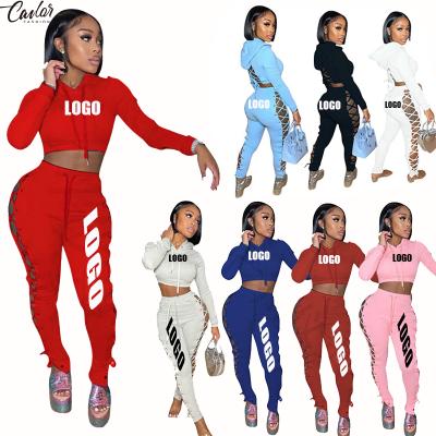 China CH86 QUICK DRY Cropped Logo Sweatpants Custom Women Two Piece Pants Set Simple Hoodie Sweatshirts Jogging Hoodies Suits Sweatershirts for sale