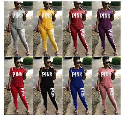 China C105-2 Summer QUICK DRY gear printed fabric women's sweatsuit set women jogging sets colorful 2 piece tracksuit wholesale for sale