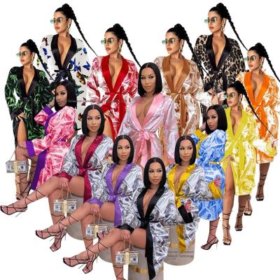 China New product C14-2 QUICK DRY casual printed fabric loungewear for summer lounge wear ladies sleepwear women fall 2021 for sale