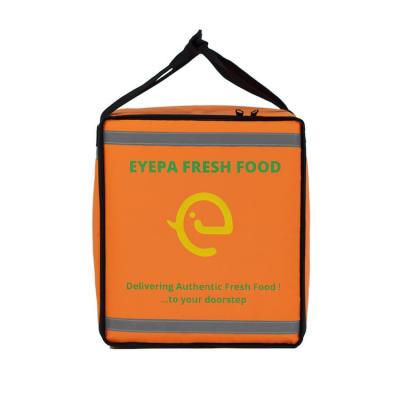 China Thoughtful Design Waterproof Orange Night Bike Insulated Food Delivery Bags Pizza Bag for sale