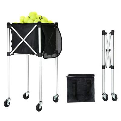 China Oxford Cloth+Aluminum Multi-Ball Baseball Pickleball Padel Tennis Ball Holder Collector Basket Lightweight Portable Folding Cart With 4 Wheels for sale