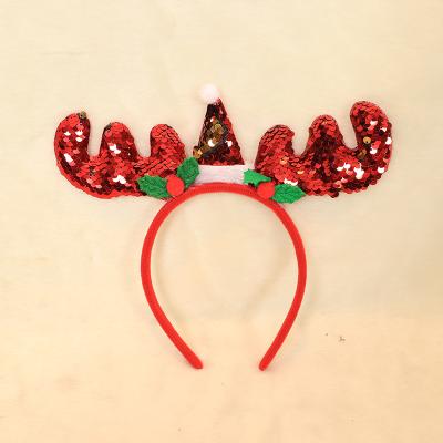 China Little Girls Hair Accessories Antler Headband Ornament Party Bling Children's Headband Girls Small and Boys Kids Christmas Hair Accessories for sale