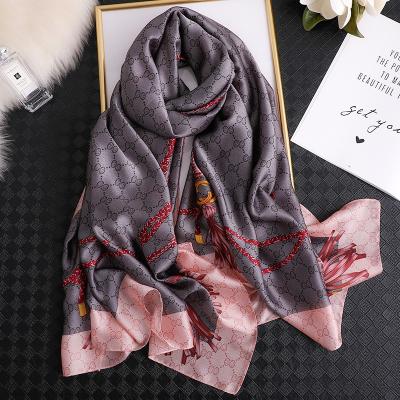 China Wholesale 2021 Hot Sale Fashion Women's Long Scarves Luxury Brand Designer Custom Made 100% Satin Silk Scarf for sale