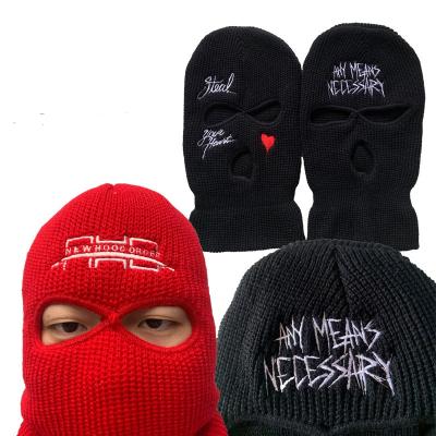 China Custom Logo Wholesale Winter Ski Mask Balaclava Waterproof Neon Knitted Three Hole 3 Hole Balaclava Ski Mask for sale