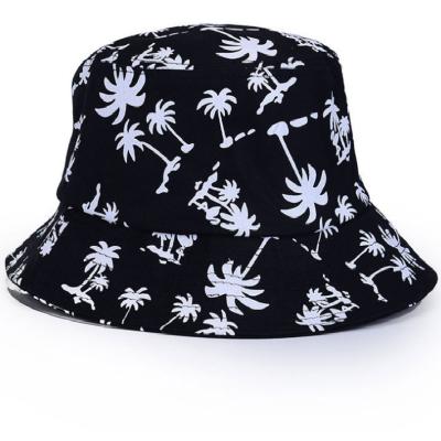 China Fashion Coconut Tree Printing Sunscreen Outdoor Sports Women's Beach Sun New Summer Women's Hat Bucket Casual Fishermen Hat for sale