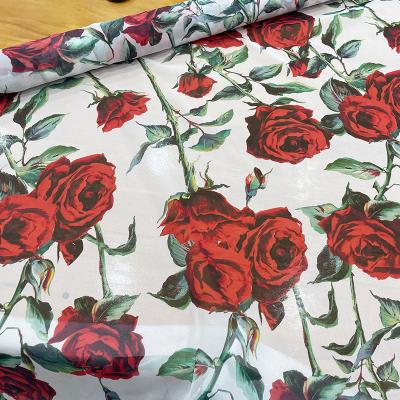 China Clothing Rose Pattern Thin Chiffon Summer Dress Skirt Digital Printing 100%p Silk Fabric for sale