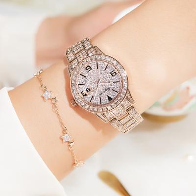 China Luxury Waterproof Watch Diamond Watches Iced Out SKYSEED Hip Hop Day/Date Women Quartz Watch Gold Watch for sale