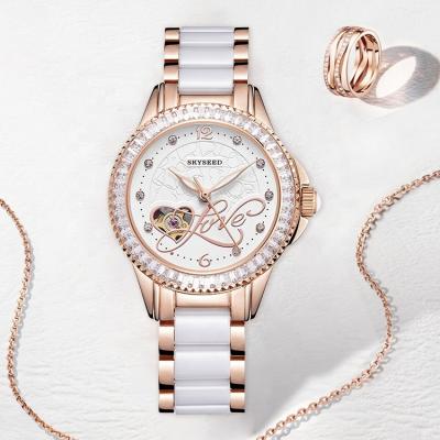 China Diamond Watches SKYSEED Business Exquisite White Strap Watch Water Resistant Elegant Women Female Clock Gift for sale