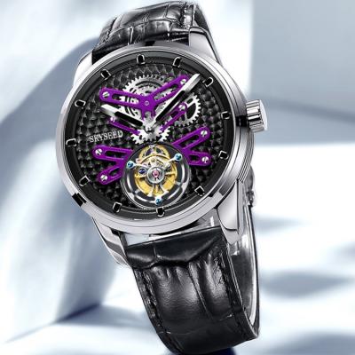 China Sapphire Crystal Watches SKYSEED Tourbillon Skeleton Display Water Resistant Mechanical Men's Wrist Watch for sale