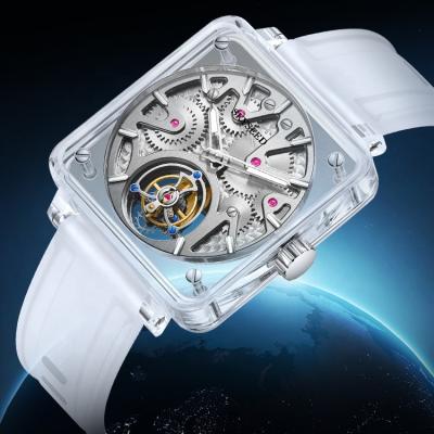 China Luminous Watch Tourbillon Watch 360 Degree Mechanical Waterproof Luxury Silicone Panoramic Transparent Strap for sale