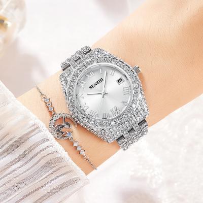 China Custom Water Resistant Logo Luxury Stainless Steel Diamond Case Snowflake Ladies Watch Quartz Waterproof Watch for sale