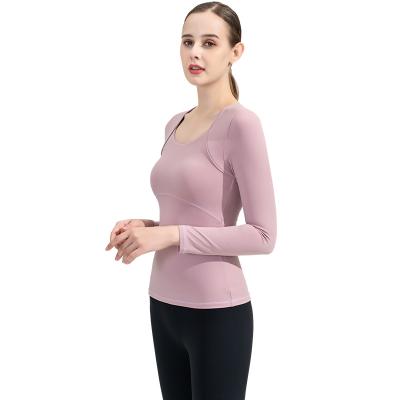 China Hot Selling Breathable Custom Wholesale Women Fitness Yoga Tops Yoga Wear Ladies Breathable Long Sleeves OEM Autumn And Winter New for sale