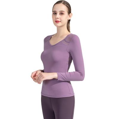 China New Arrival Breathable Yoga Tops Gym Fitness Sportswear Spandex Yoga Apparel Sports Women Long Sleeve Tight T-shirt Top for sale