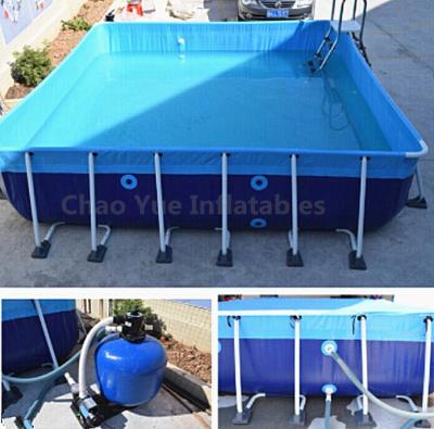 China Outdoor Metal Frame Swimming Above Ground Pool with filter for sale