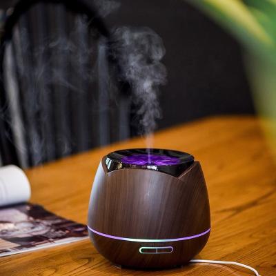 China Household 400ML Wood Grain LED Space Ultrasonic Evaporative Personal Aroma Essential Oil Diffuser Steam/Air Humidifier for sale