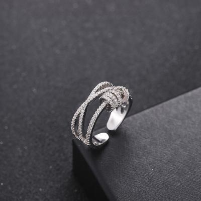 China FASHIONABLE European and American Classical Micro-inlaid Transfer Smart Ring Temperament Multilayer Open Zircon Cross Ring for sale