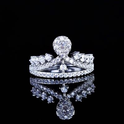 China FASHIONABLE new independent station Ring European hot selling crown and American creative micro inset Diamond Ring Female for sale