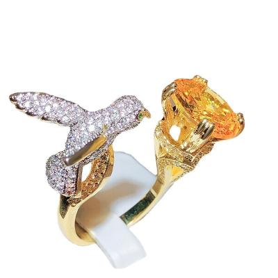 China FASHIONABLE Treasure Design Top Color Ring Simulation Santa Maria Aquamarine Female Hummingbird Ring for sale