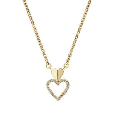 China FASHIONABLE Simple Lightweight Luxury Empty Clavicle Chain 2023 Design Double Heart Love Necklace for sale