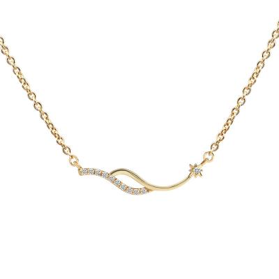 China 2023 Luxury Exquisite Zircon YiHe Geometric Light Wave Necklace FASHIONABLE Gold Plated All Clavicle Chain for sale