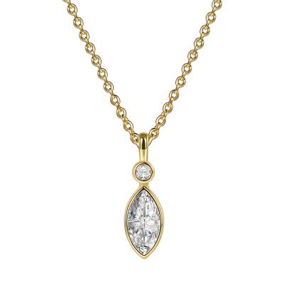 China FASHIONABLE Light Luxury Simple Geometric Water Drop Shaped Zircon Necklace Gold Plated Fashion Design Sense Clavicle Chain for sale