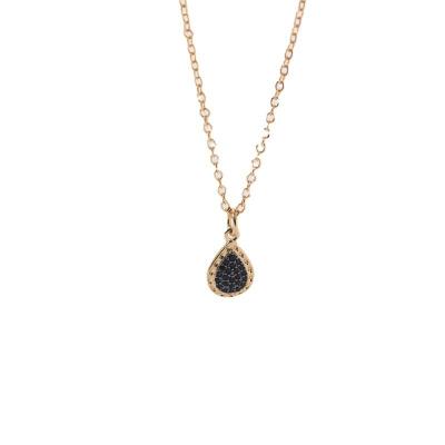 China FASHIONABLE Round, Water Drop Black Zircon Necklace For Womenins Wind Sweet Cool Spice Girl Clavicle Chain for sale