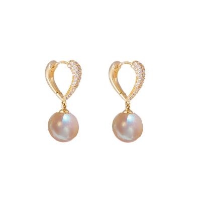 China YiHe FASHIONABLE Sense Top Pearl Micro-inlaid Love Ear Stud S925 Silver Female Needle Earrings New Soft Sweet Earrings for sale