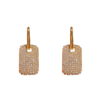 China FASHIONABLE Fashionable Exquisite Full Zirconium Square Personality Atmosphere Super Light Weight Luxury Earrings for sale