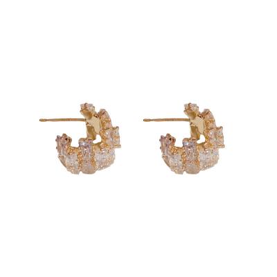 China FASHIONABLE Micro-inset Silver Zircon S925 Needle Irregular Temperament Shape To Any Sense Superior Lightweight Luxury Ear Studs for sale