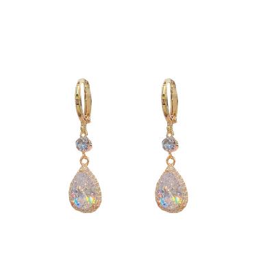 China Fashionable Zircon Water Droplet Tassel Personality Micro-encrusted Light Luxury Superior Sense All Matching Stud Earrings for sale