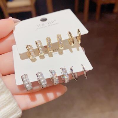 China FASHIONABLE sense top micro inlaid bead combination set female CSI Senxian earrings exquisite all temperament 3 piece set for sale