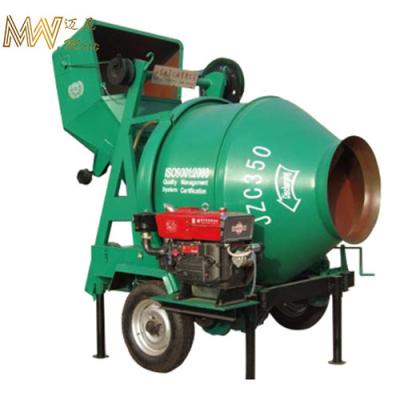 China Constrction Plant Supplier Hydraulic Tipping Hopper Construction Self Loading Portable Diesel Engine Concrete Mixer With Lifting JZC350R JZR350 for sale