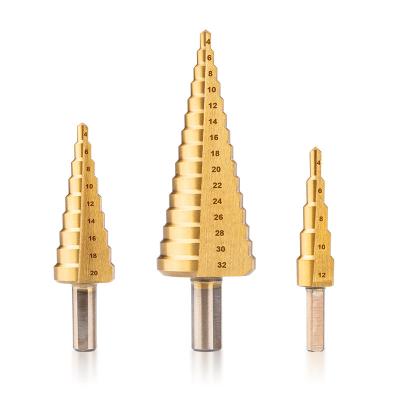 China Hot Sale Metal Drilling DINGQI HSS Step Drill Bit 15-60mm Hex Steel Normal Shank Flute High Speed ​​Steel Step Drill For Metal for sale