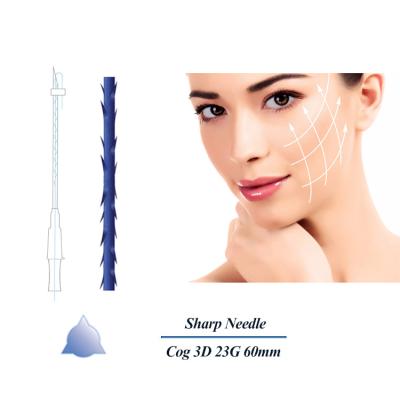 China Skin Tightening Peel Tighten 23G 60mm PDO Lift Lift Wire Korea Line 3D Tooth Line With Sharp Needle for sale