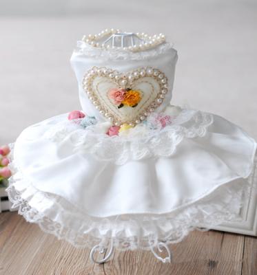 China Viable pearl fabric white wedding dress for dog wedding for sale